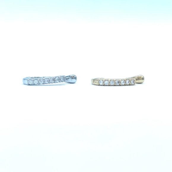Gold Bar 24 KT Gold Plated Nose Cuff Fake Nose Rings Cubic Zirconia No Piercing - Picture 5 of 5